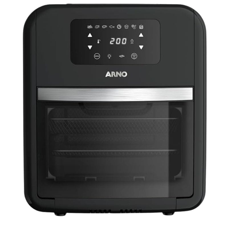 A Air Fryer Oven e Grill da Arno, modelo UFE9, destacando sua função de grill com grelha de alumínio fundido.