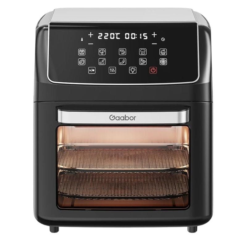 Análise da Air Fryer Oven Gaabor de 12 litros, uma opção de entrada com visor transparente e controles digitais.