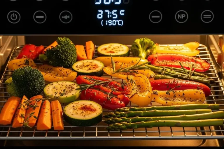 Legumes sendo grelhados na air fryer oven